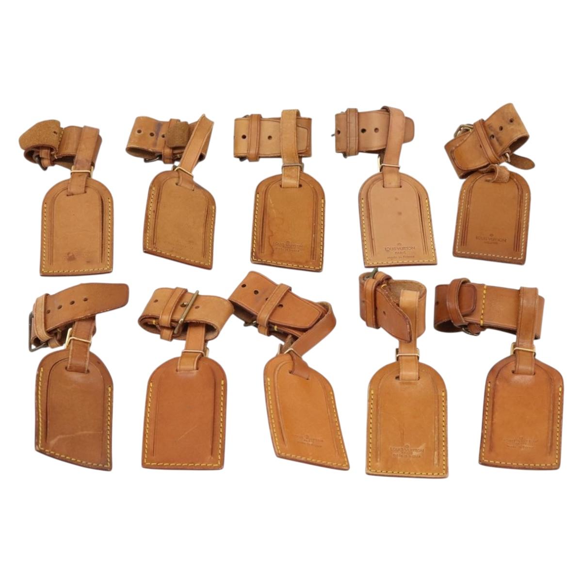 LOUIS VUITTON Name Tag Powanie 10 Set Powanie Leather Beige LV Auth 202405