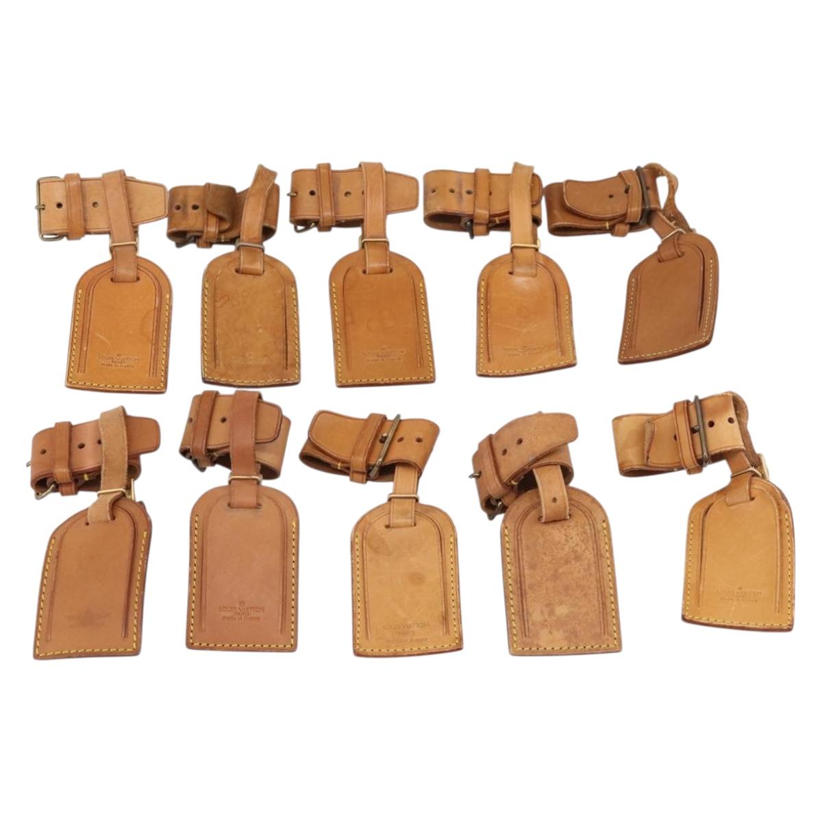 LOUIS VUITTON Name Tag Powanie 10 Set Powanie Leather Beige LV Auth 202407