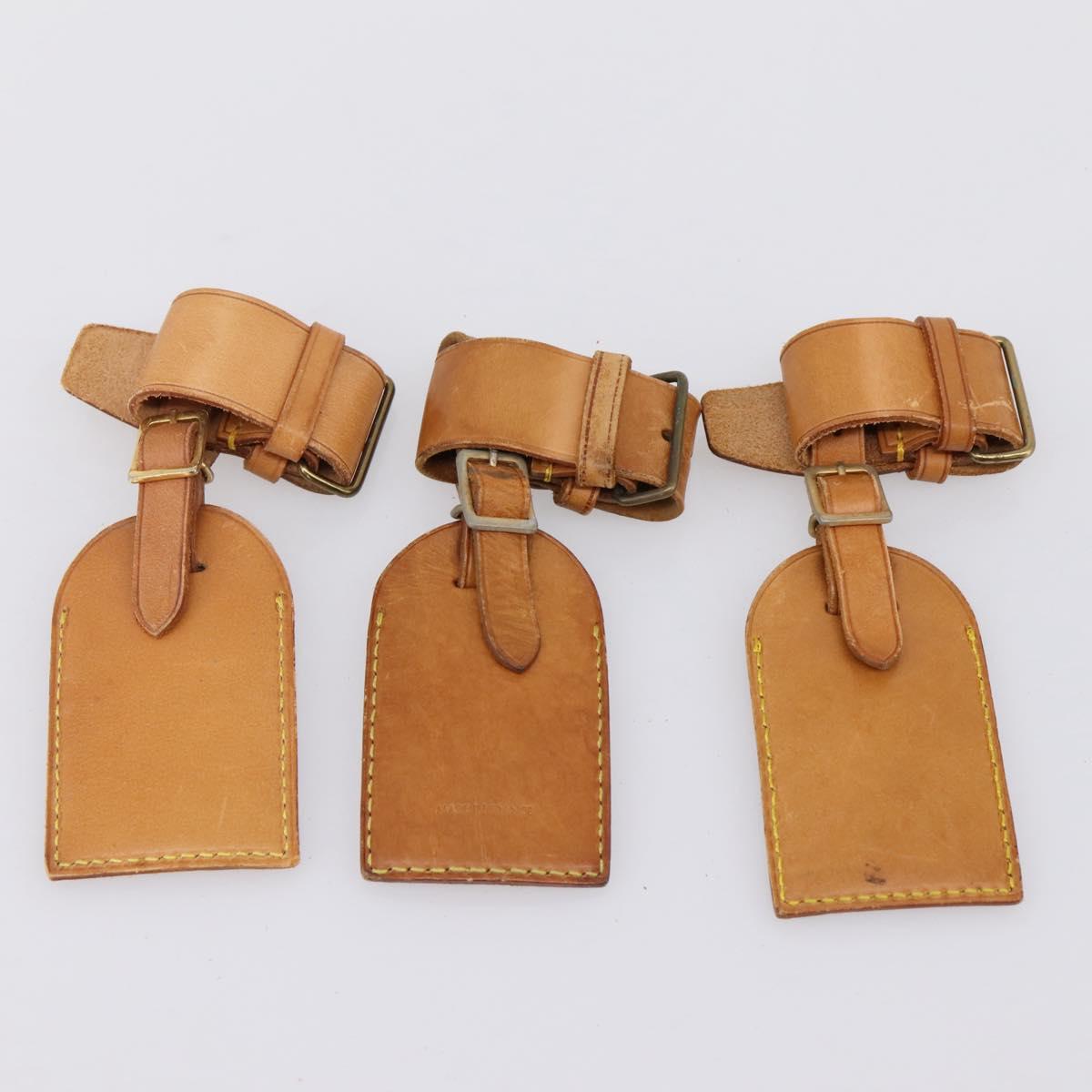 LOUIS VUITTON Name Tag Powanie 10 Set Powanie Leather Beige LV Auth 202407