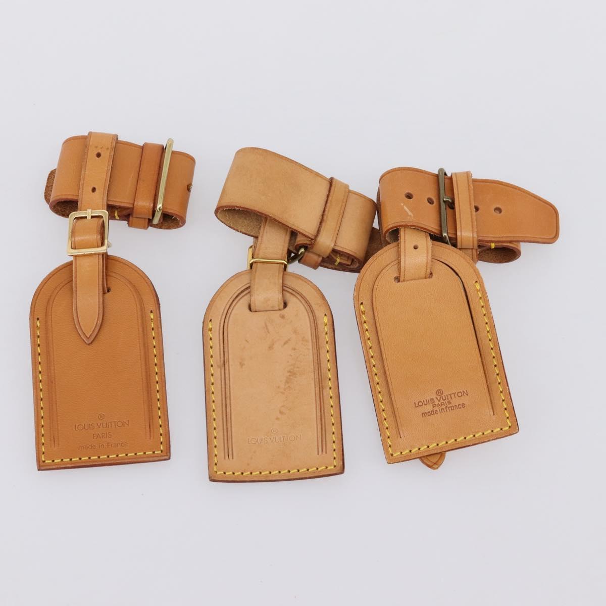 LOUIS VUITTON Name Tag Powanie 10 Set Powanie Leather Beige LV Auth 202408