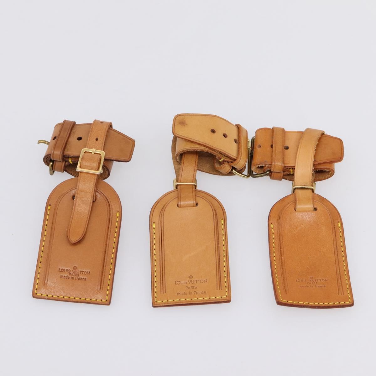 LOUIS VUITTON Name Tag Powanie 10 Set Powanie Leather Beige LV Auth 202408