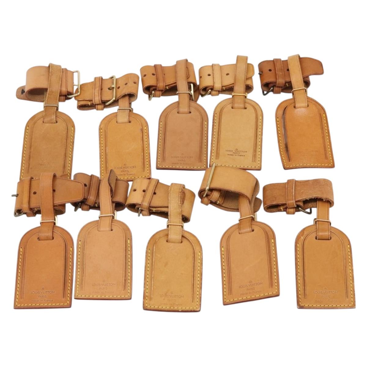 LOUIS VUITTON Name Tag Powanie 10 Set Powanie Leather Beige LV Auth 202409