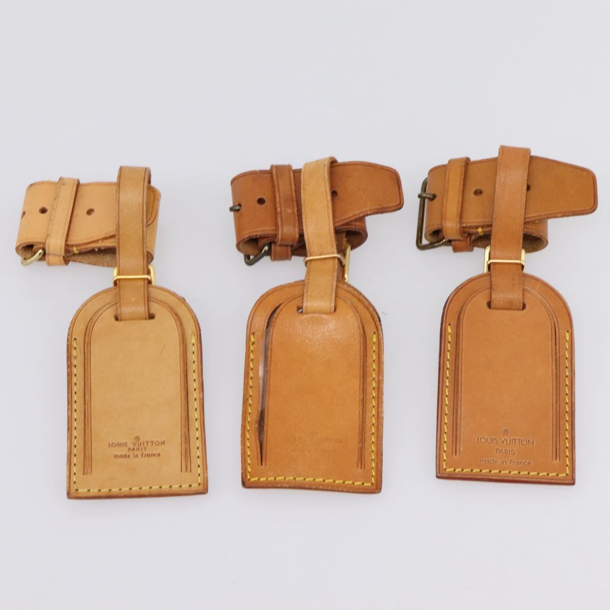LOUIS VUITTON Name Tag Powanie 10 Set Powanie Leather Beige LV Auth 202409