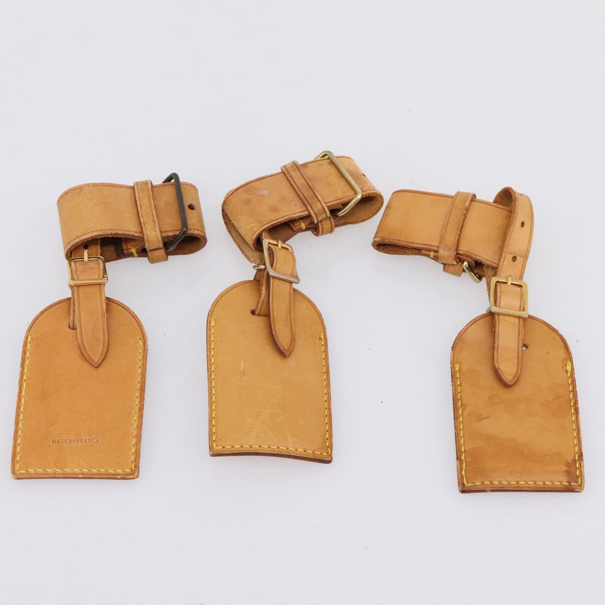 LOUIS VUITTON Name Tag Powanie 10 Set Powanie Leather Beige LV Auth 202410