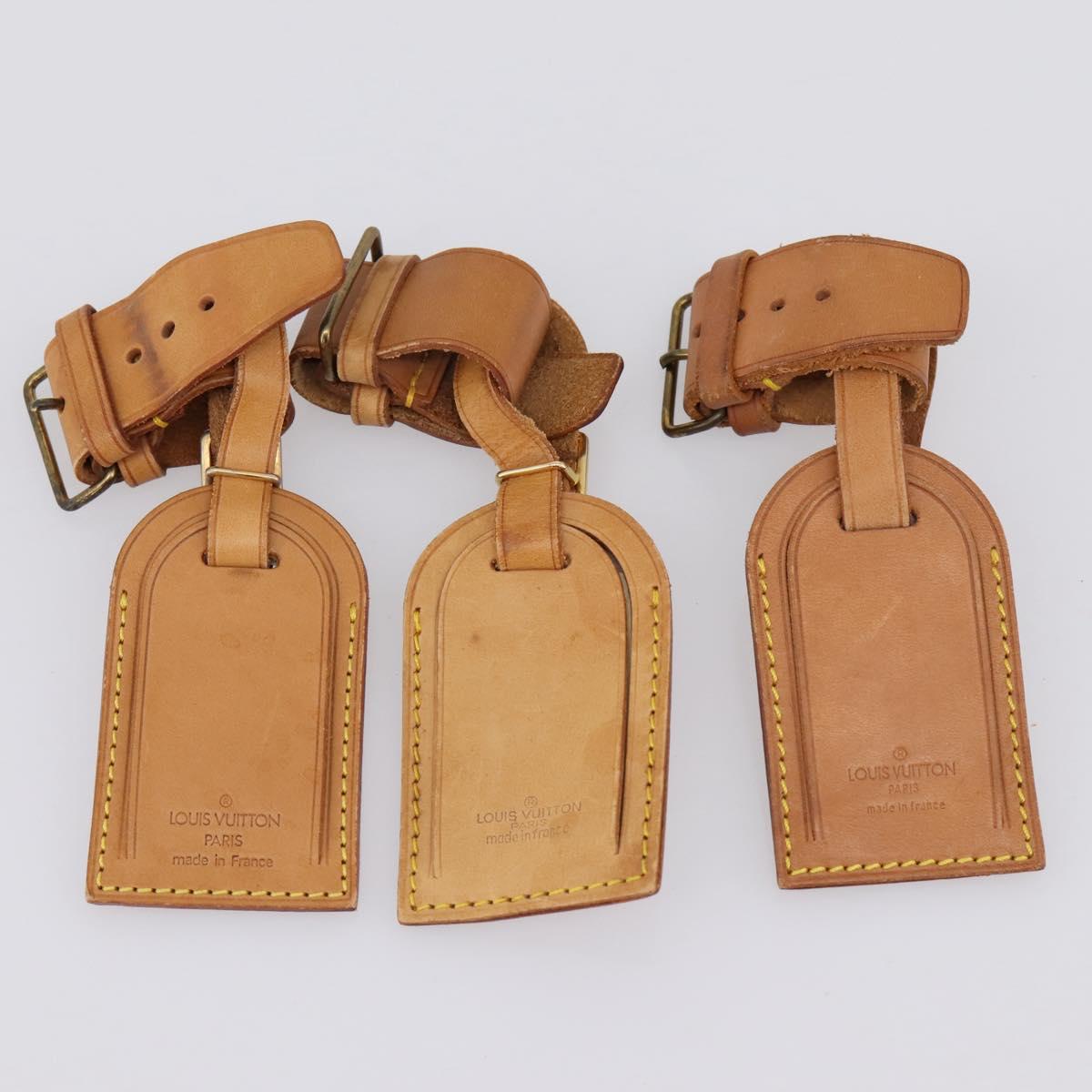 LOUIS VUITTON Name Tag Powanie 10 Set Powanie Leather Beige LV Auth 202411