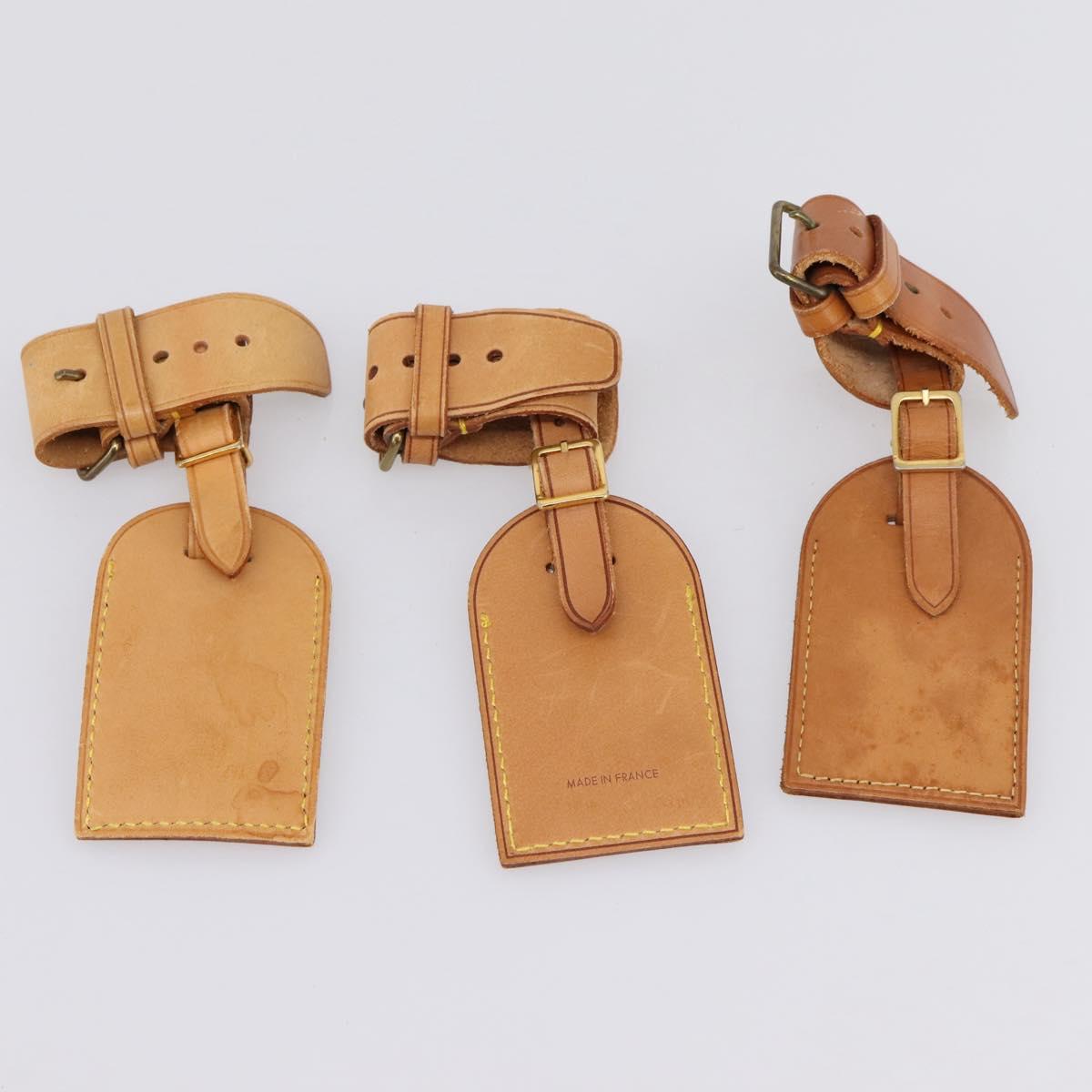 LOUIS VUITTON Name Tag Powanie 10 Set Powanie Leather Beige LV Auth 202411