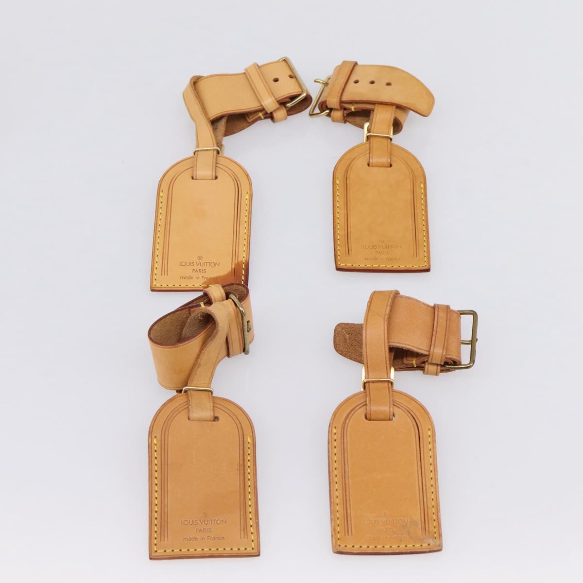 LOUIS VUITTON Name Tag Powanie 10 Set Powanie Leather Beige LV Auth 202411