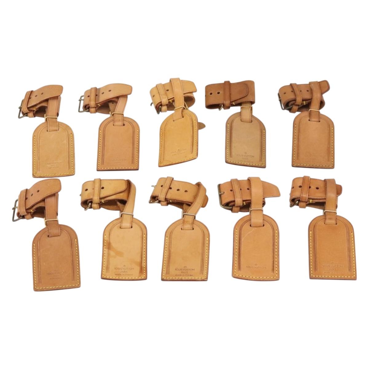 LOUIS VUITTON Name Tag Powanie 10 Set Powanie Leather Beige LV Auth 202412