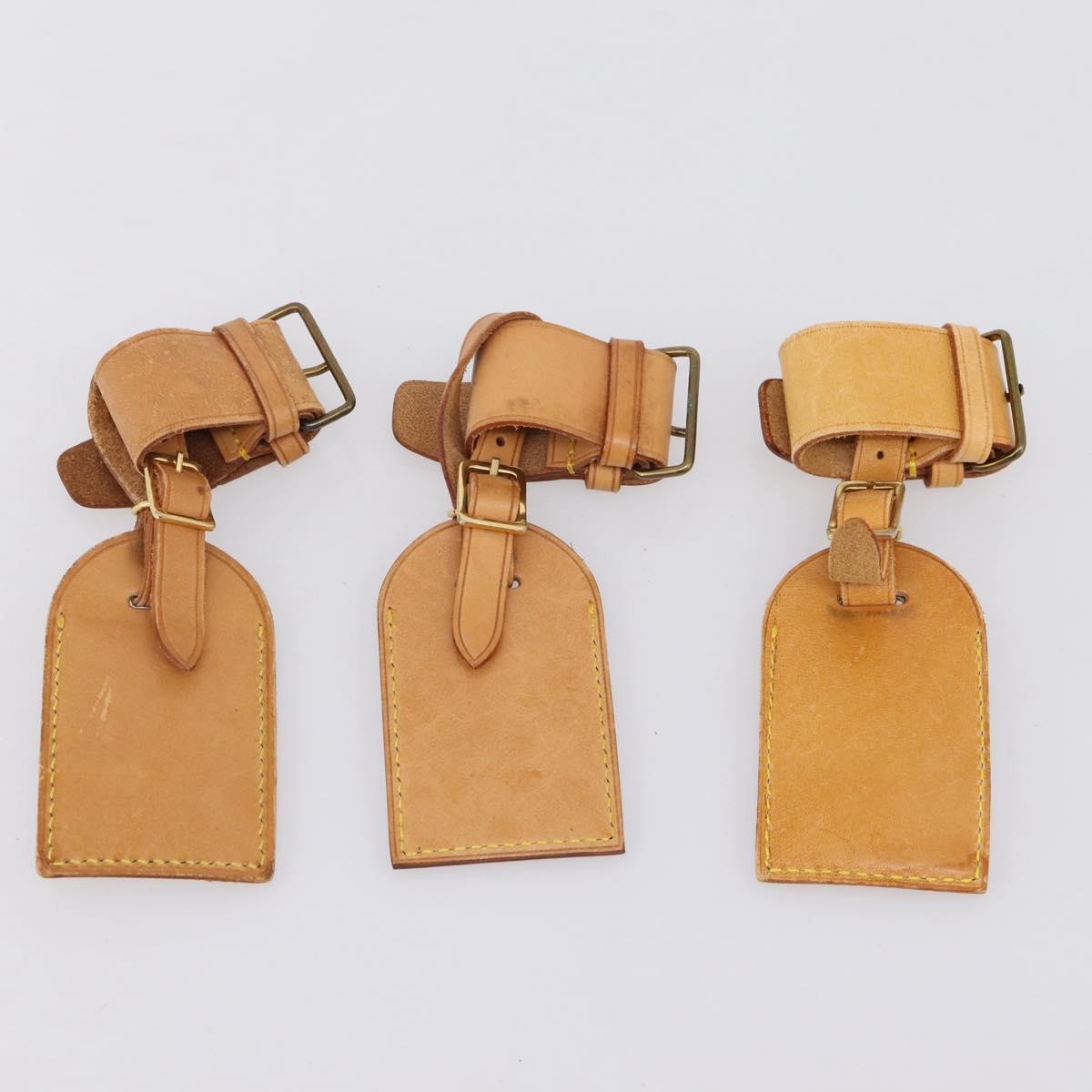 LOUIS VUITTON Name Tag Powanie 10 Set Powanie Leather Beige LV Auth 202412
