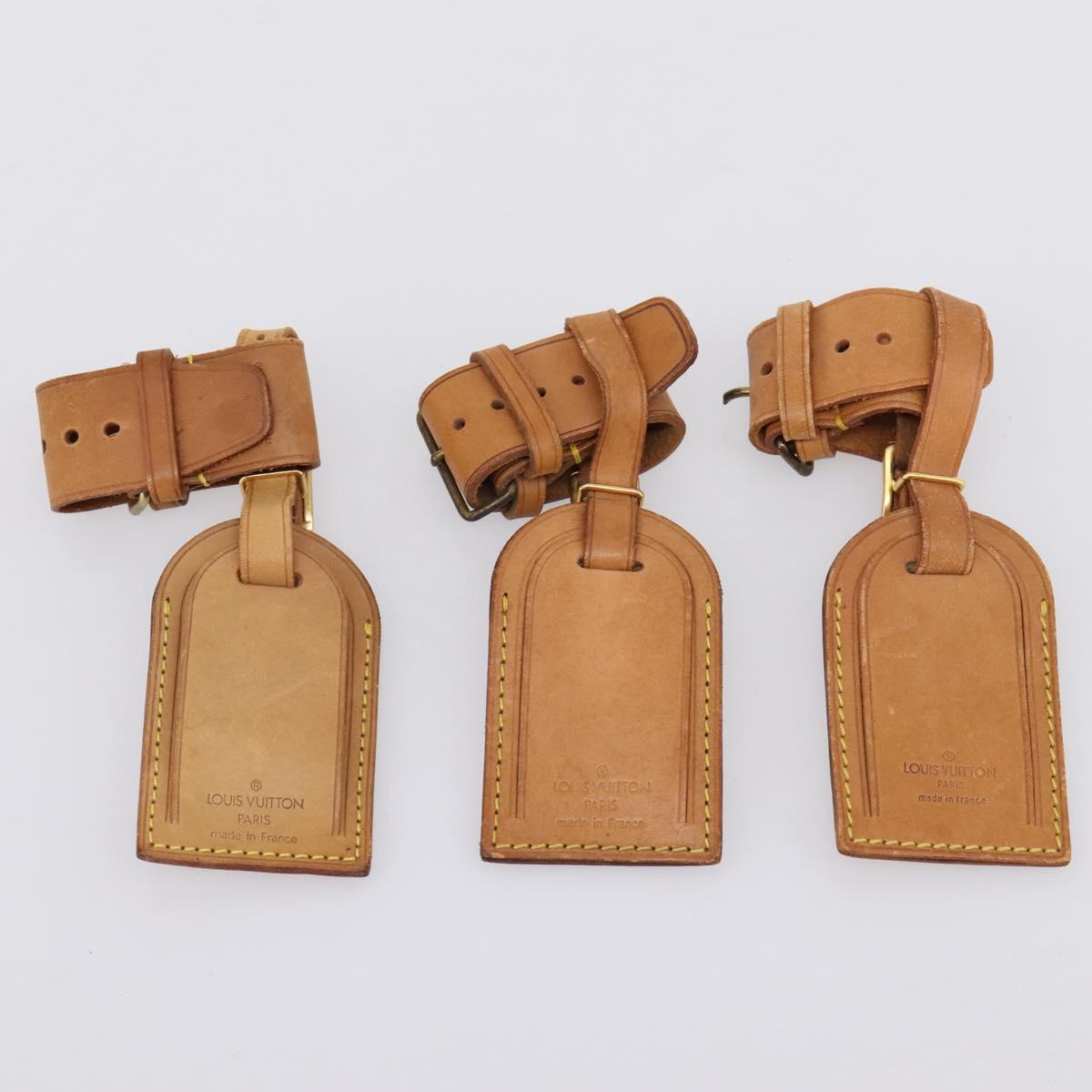 LOUIS VUITTON Name Tag Powanie 10 Set Powanie Leather Beige LV Auth 202412
