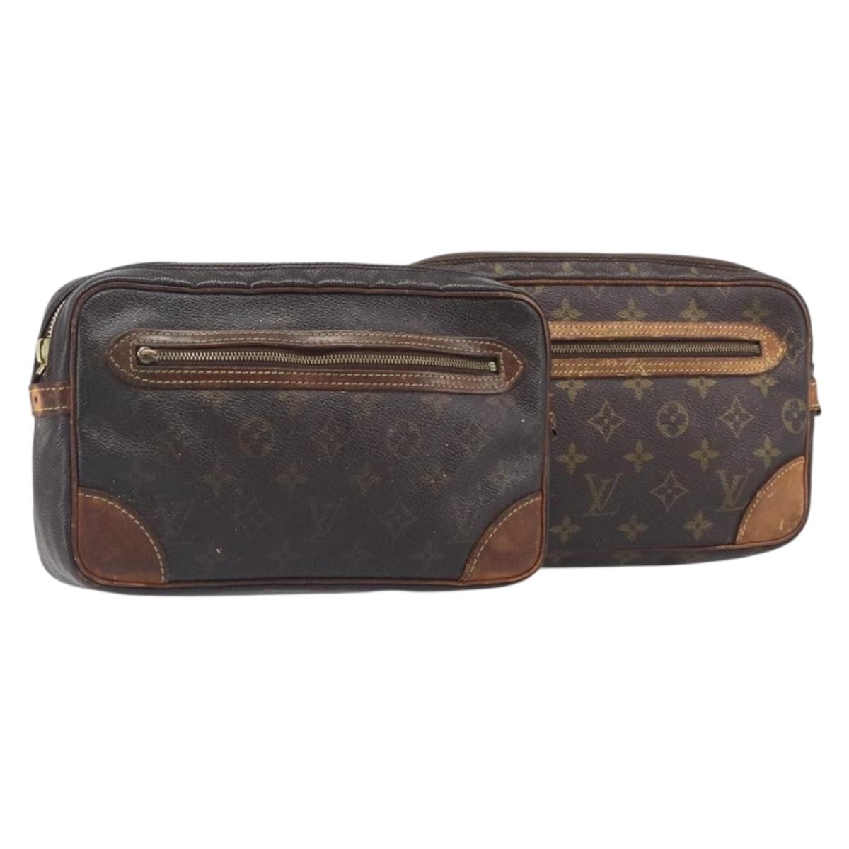 LOUIS VUITTON Monogram Marly Dragonne GM Clutch Bag 2 Set M51825 LV Auth 202425