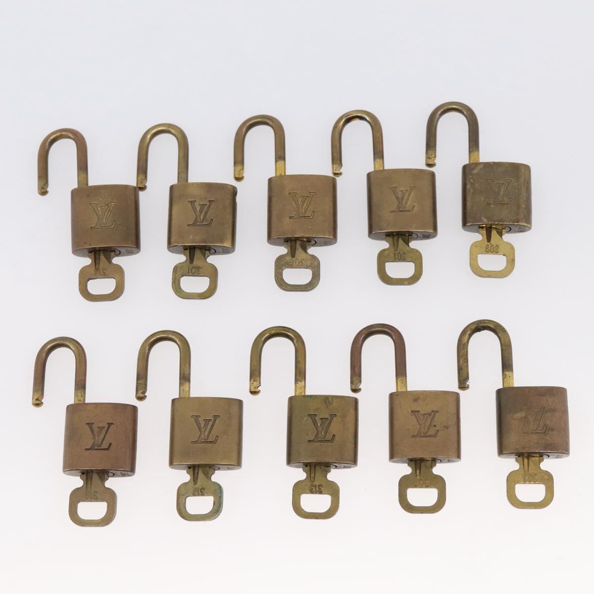 LOUIS VUITTON Padlock 10 Set Padlock metal Gold LV Auth 202428