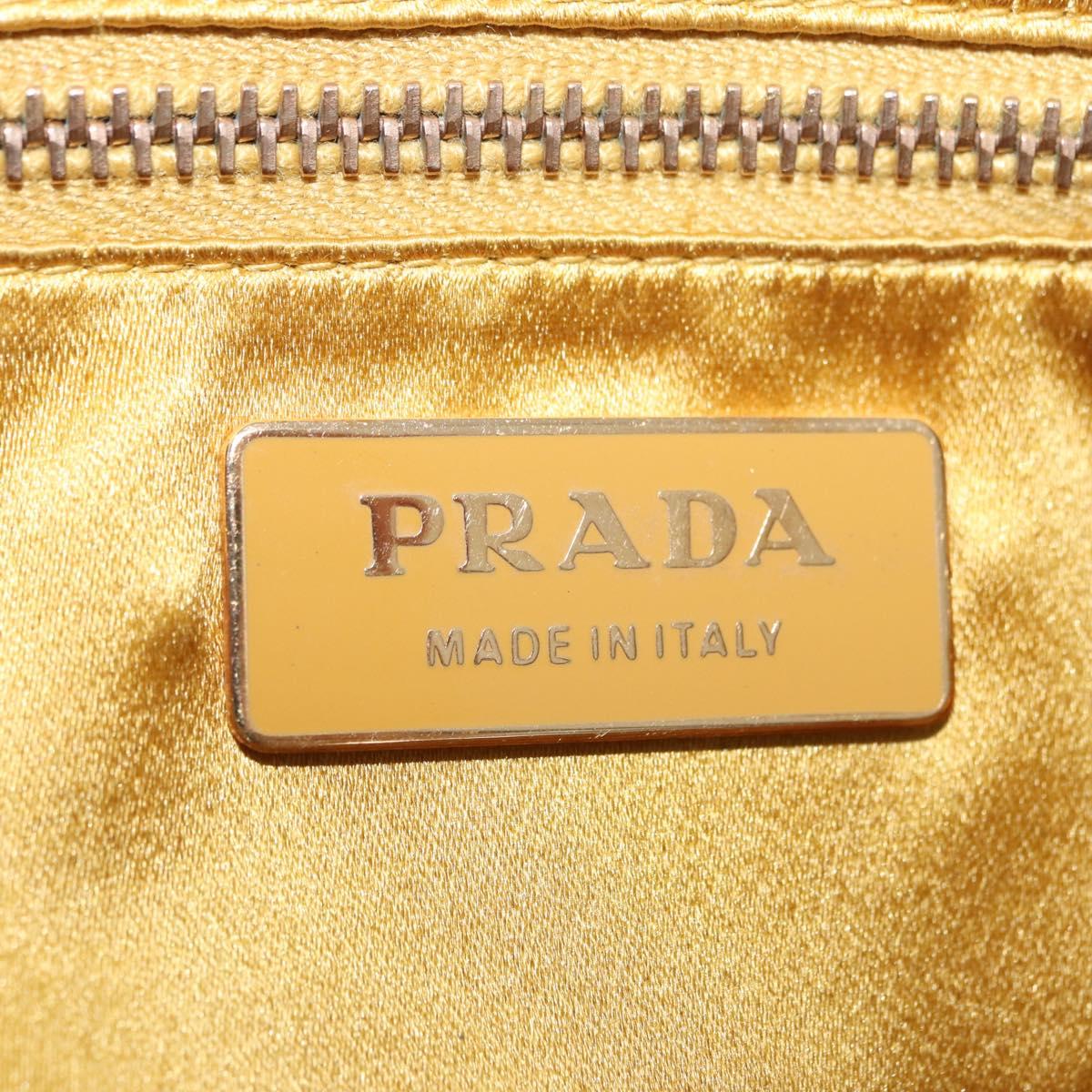 PRADA Chain Shoulder Bag Suede Yellow Gold Auth 202450