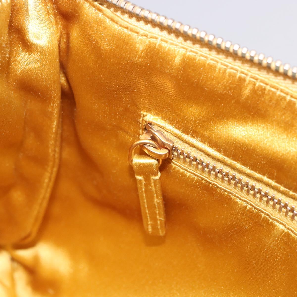 PRADA Chain Shoulder Bag Suede Yellow Gold Auth 202450
