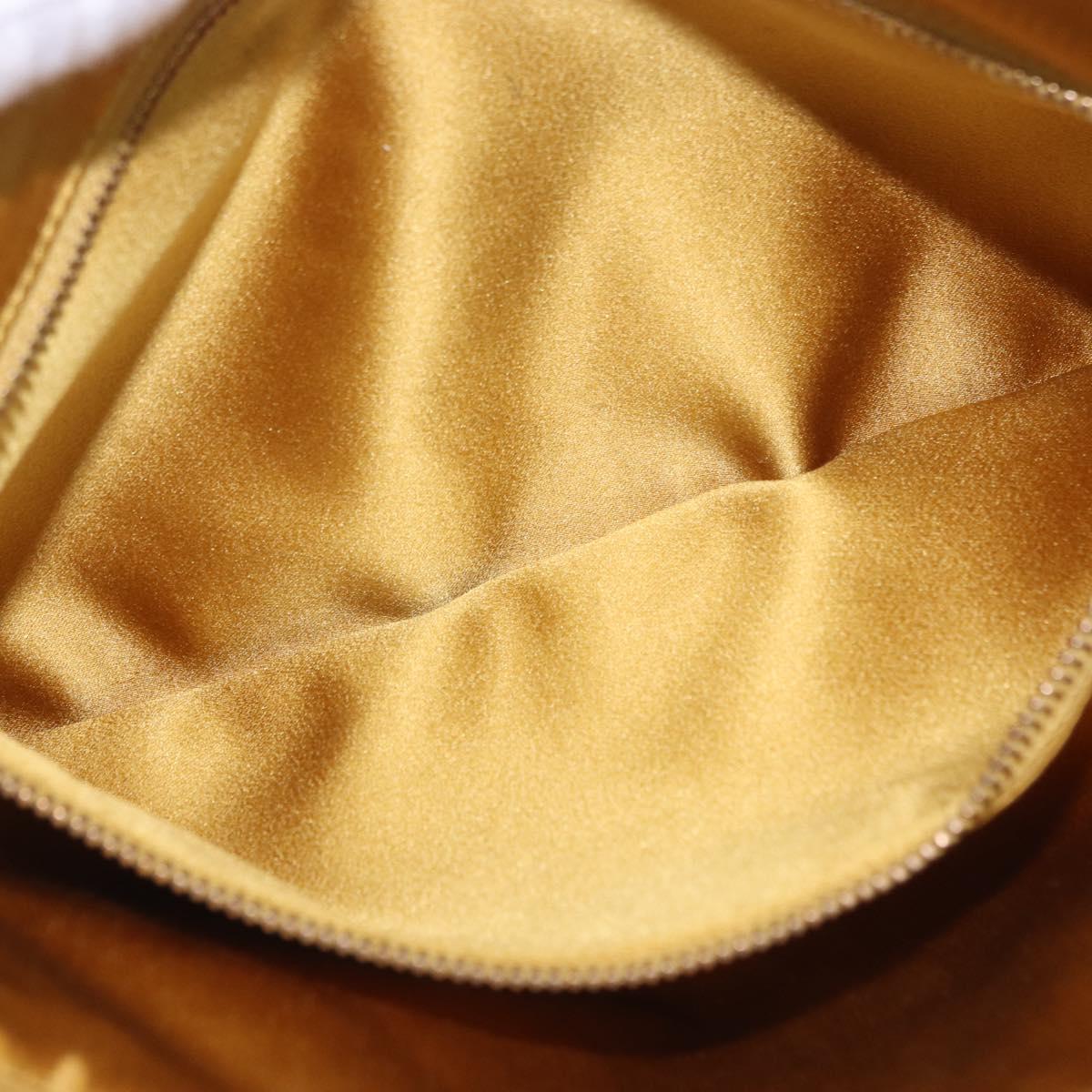 PRADA Chain Shoulder Bag Suede Yellow Gold Auth 202450