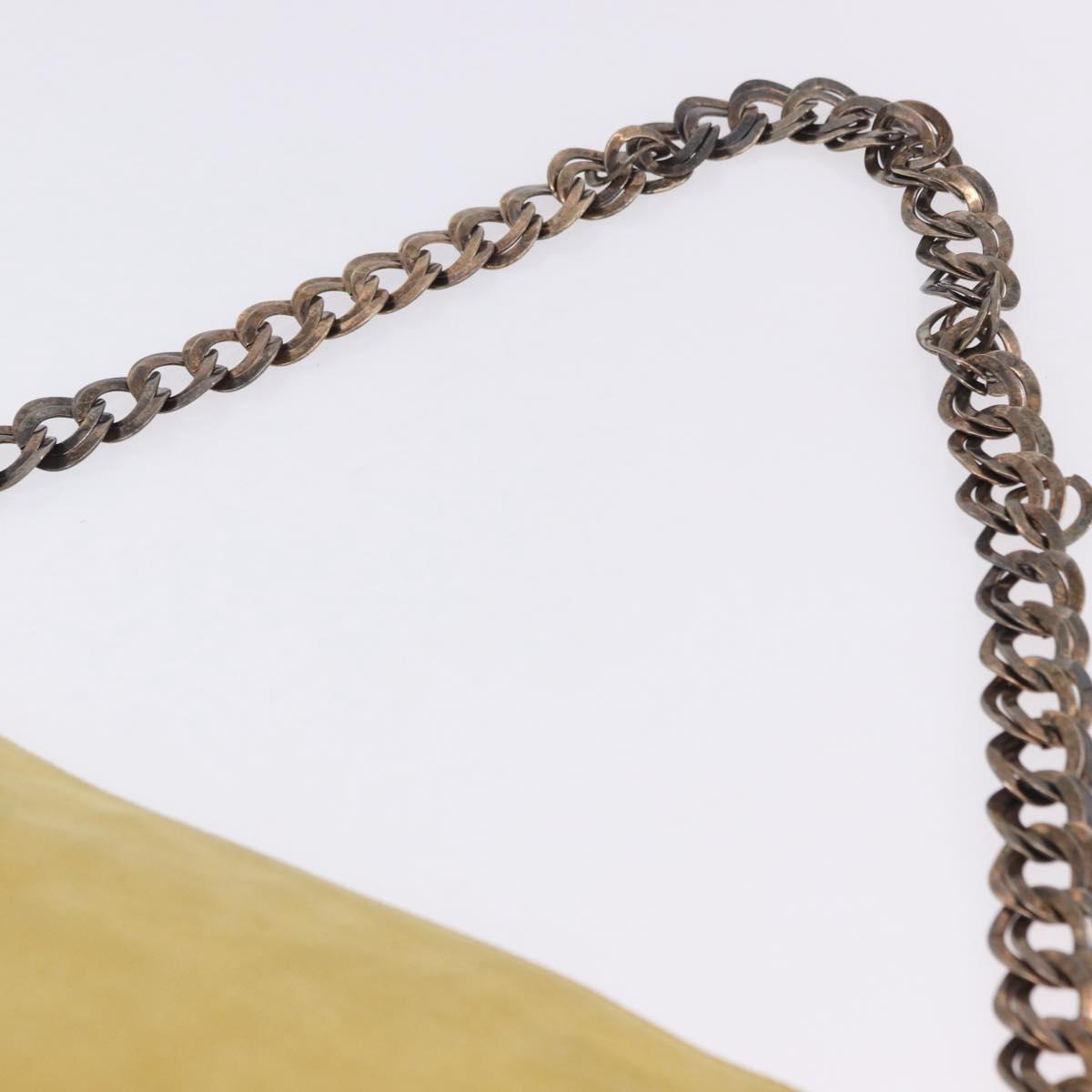 PRADA Chain Shoulder Bag Suede Yellow Gold Auth 202450