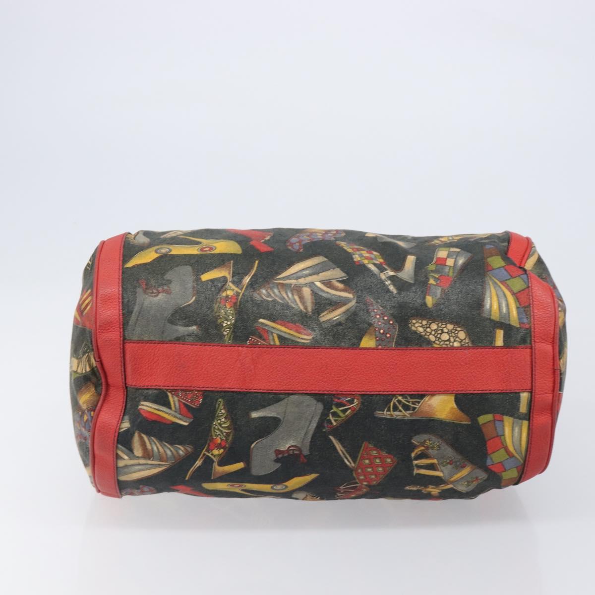 Salvatore Ferragamo Shoulder Bag Coated Canvas Red Gold Auth 202451