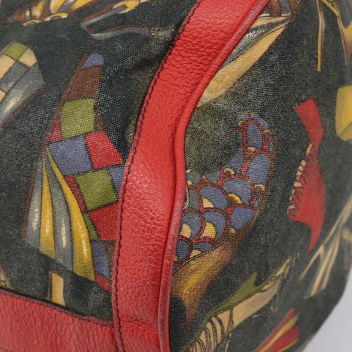 Salvatore Ferragamo Shoulder Bag Coated Canvas Red Gold Auth 202451