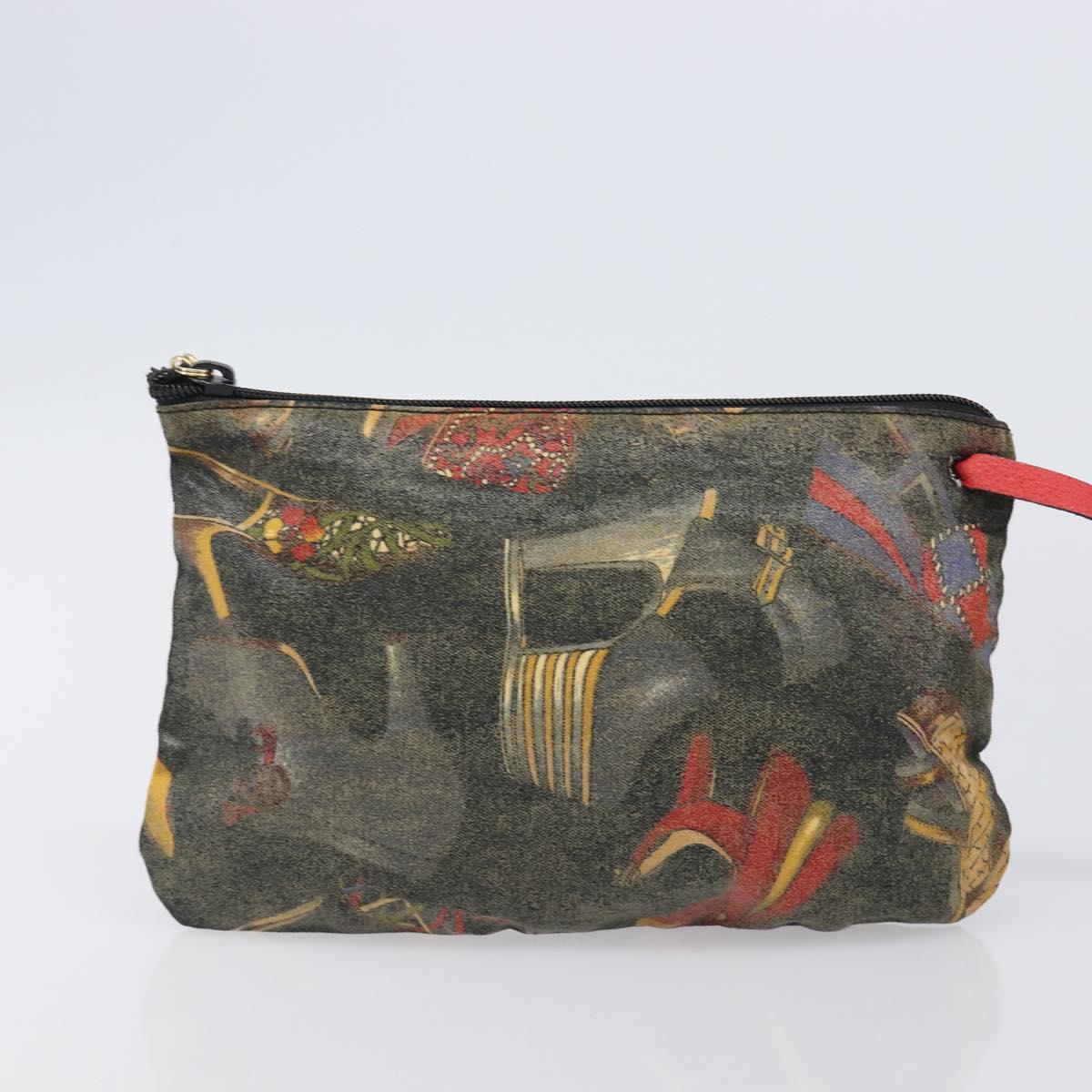 Salvatore Ferragamo Shoulder Bag Coated Canvas Red Gold Auth 202451