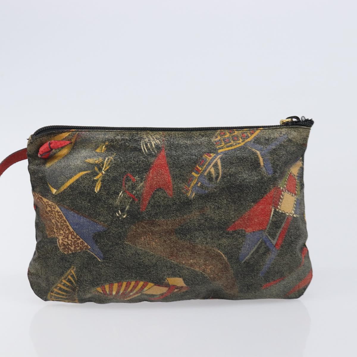 Salvatore Ferragamo Shoulder Bag Coated Canvas Red Gold Auth 202451