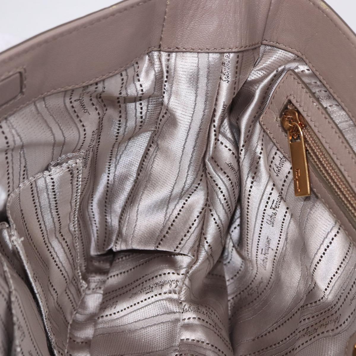 Salvatore Ferragamo Gancini Shoulder Bag Leather Brown Gold Auth 202452A