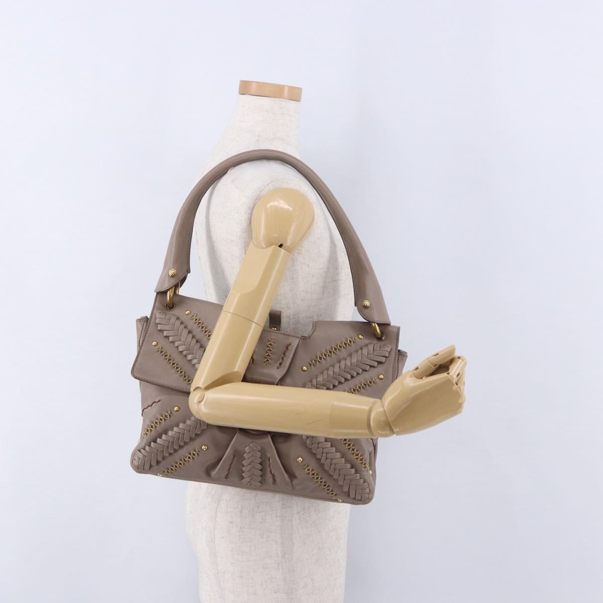 Salvatore Ferragamo Gancini Shoulder Bag Leather Brown Gold Auth 202452A