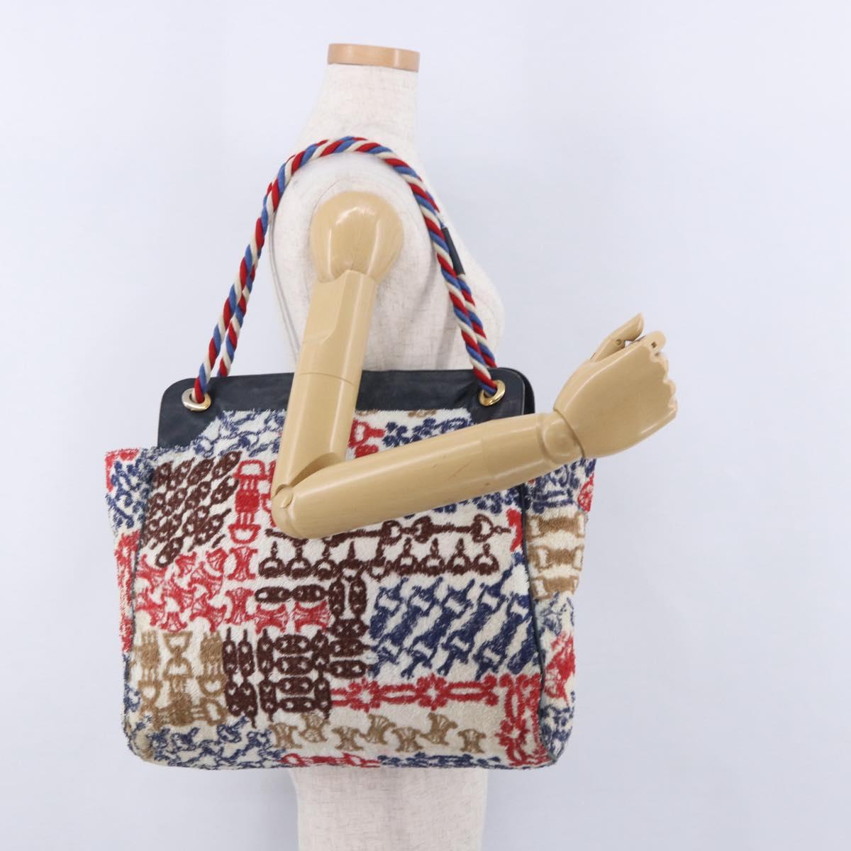 CELINE Shoulder Bag Pile Multicolor Gold Auth 202453A