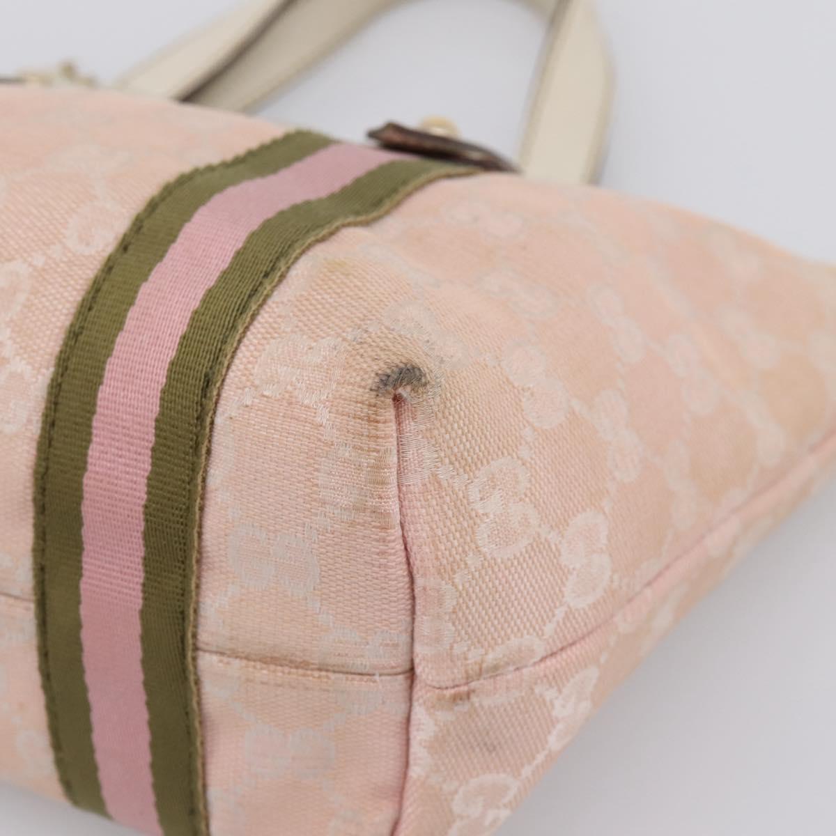 GUCCI GG Canvas Sherry Line Hand Bag Pink Gold 139261 Auth 202455