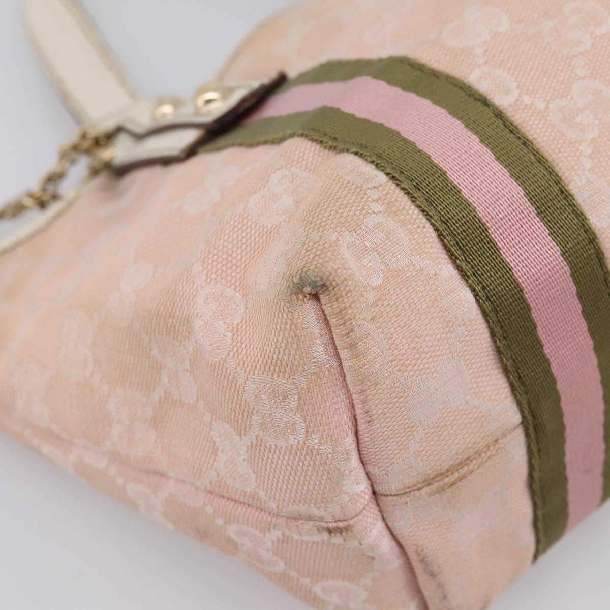 GUCCI GG Canvas Sherry Line Hand Bag Pink Gold 139261 Auth 202455