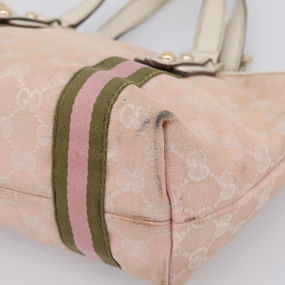 GUCCI GG Canvas Sherry Line Hand Bag Pink Gold 139261 Auth 202455
