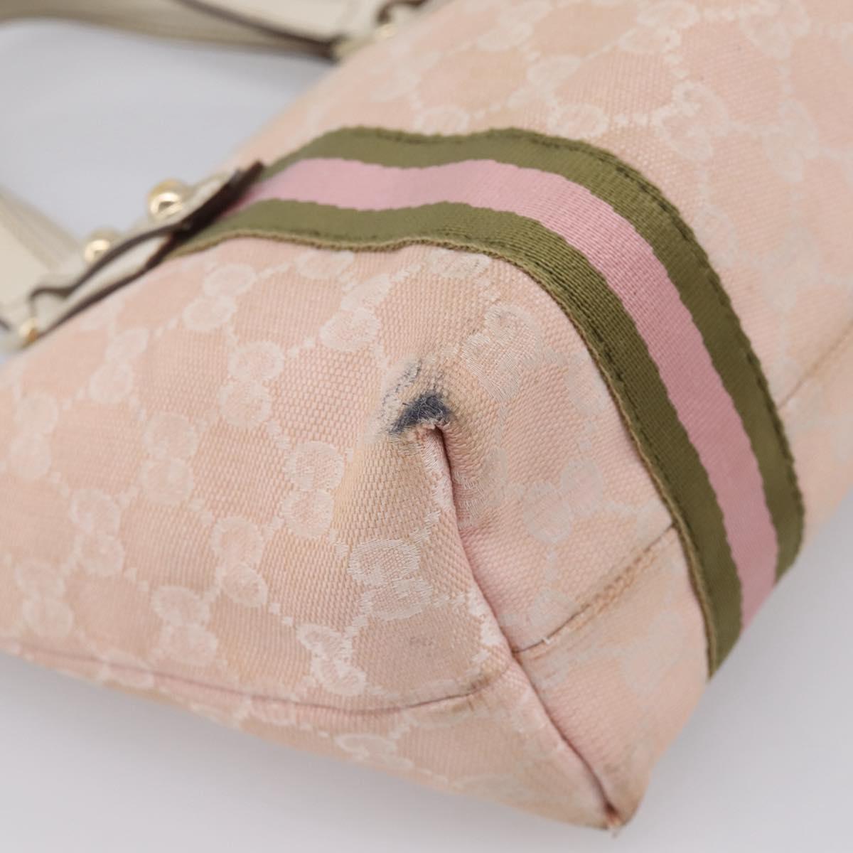 GUCCI GG Canvas Sherry Line Hand Bag Pink Gold 139261 Auth 202455