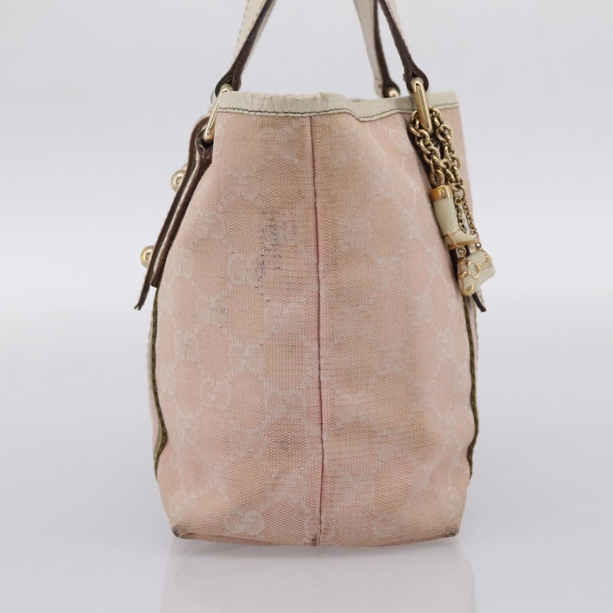 GUCCI GG Canvas Sherry Line Hand Bag Pink Gold 139261 Auth 202455
