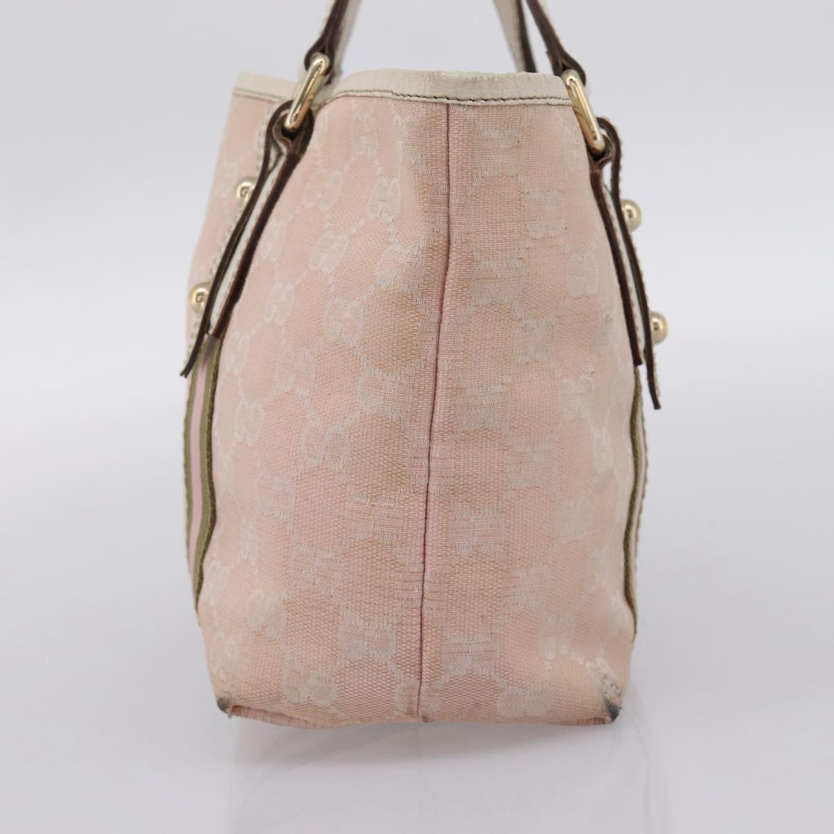 GUCCI GG Canvas Sherry Line Hand Bag Pink Gold 139261 Auth 202455