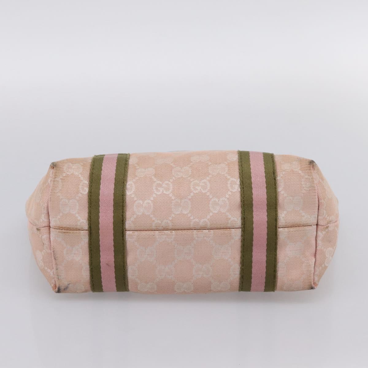 GUCCI GG Canvas Sherry Line Hand Bag Pink Gold 139261 Auth 202455