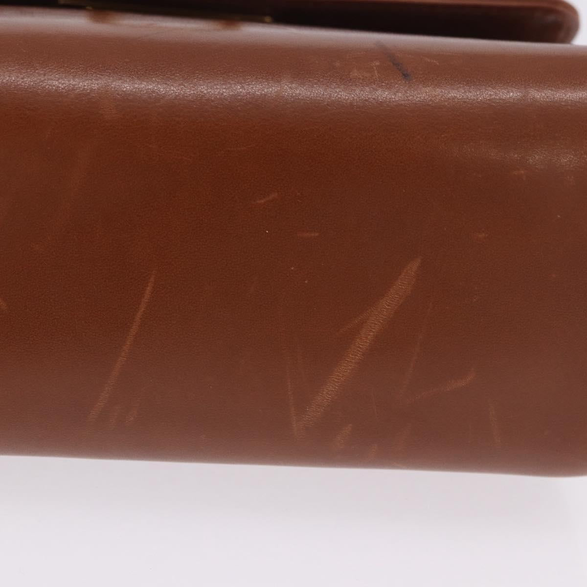 Salvatore Ferragamo Gancini Shoulder Bag Leather Brown Gold Auth 202457