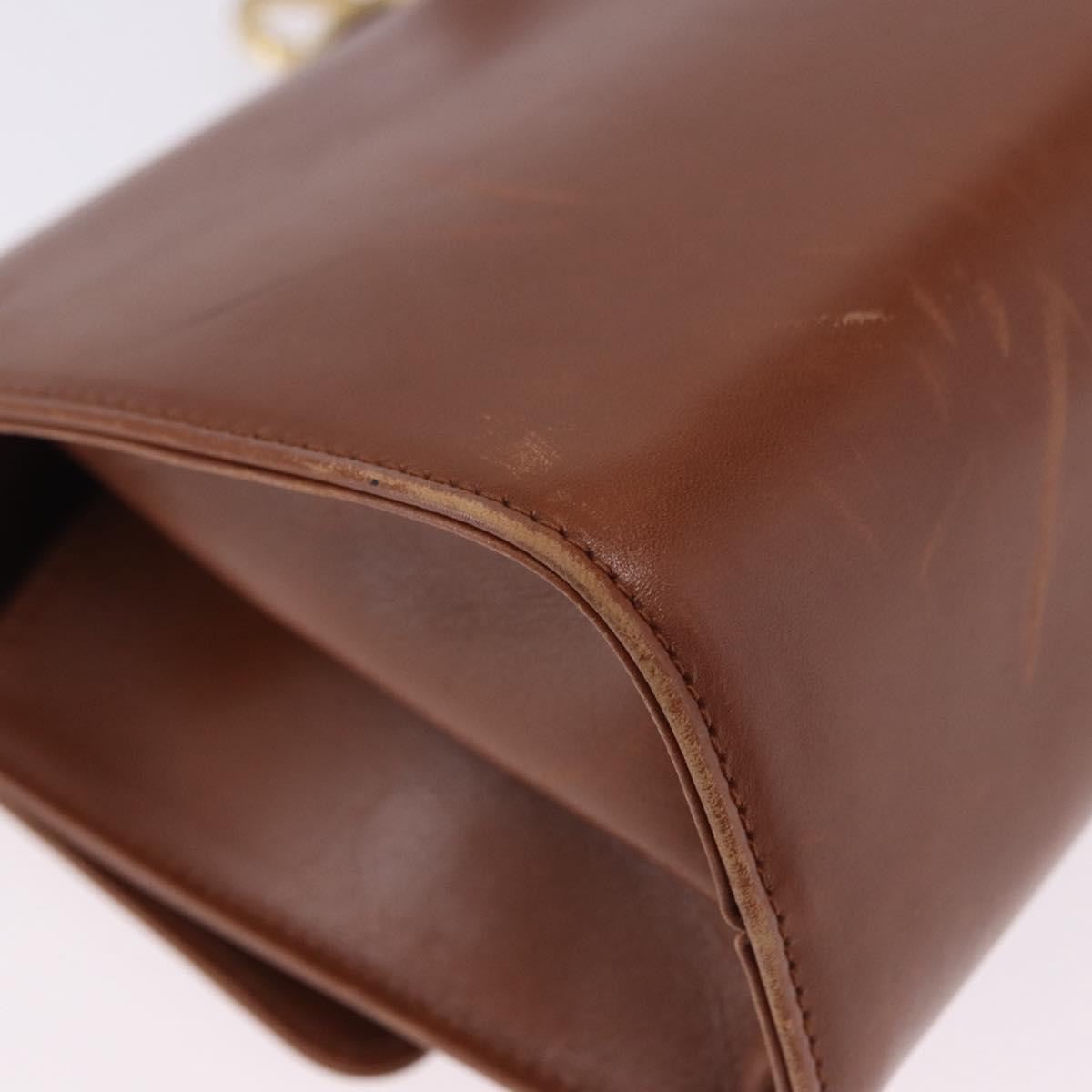 Salvatore Ferragamo Gancini Shoulder Bag Leather Brown Gold Auth 202457