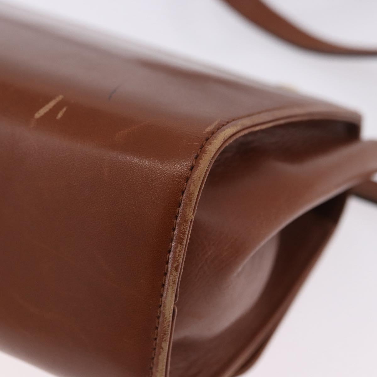 Salvatore Ferragamo Gancini Shoulder Bag Leather Brown Gold Auth 202457