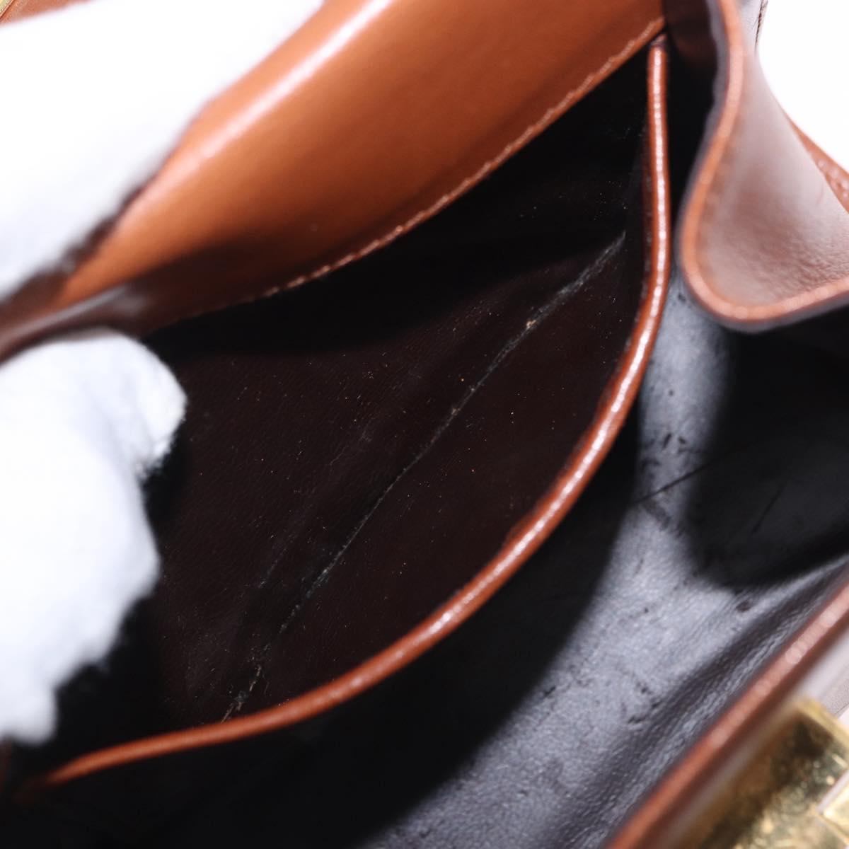Salvatore Ferragamo Gancini Shoulder Bag Leather Brown Gold Auth 202457
