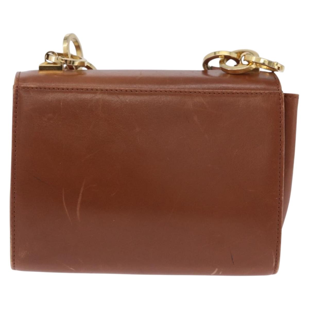 Salvatore Ferragamo Gancini Shoulder Bag Leather Brown Gold Auth 202457