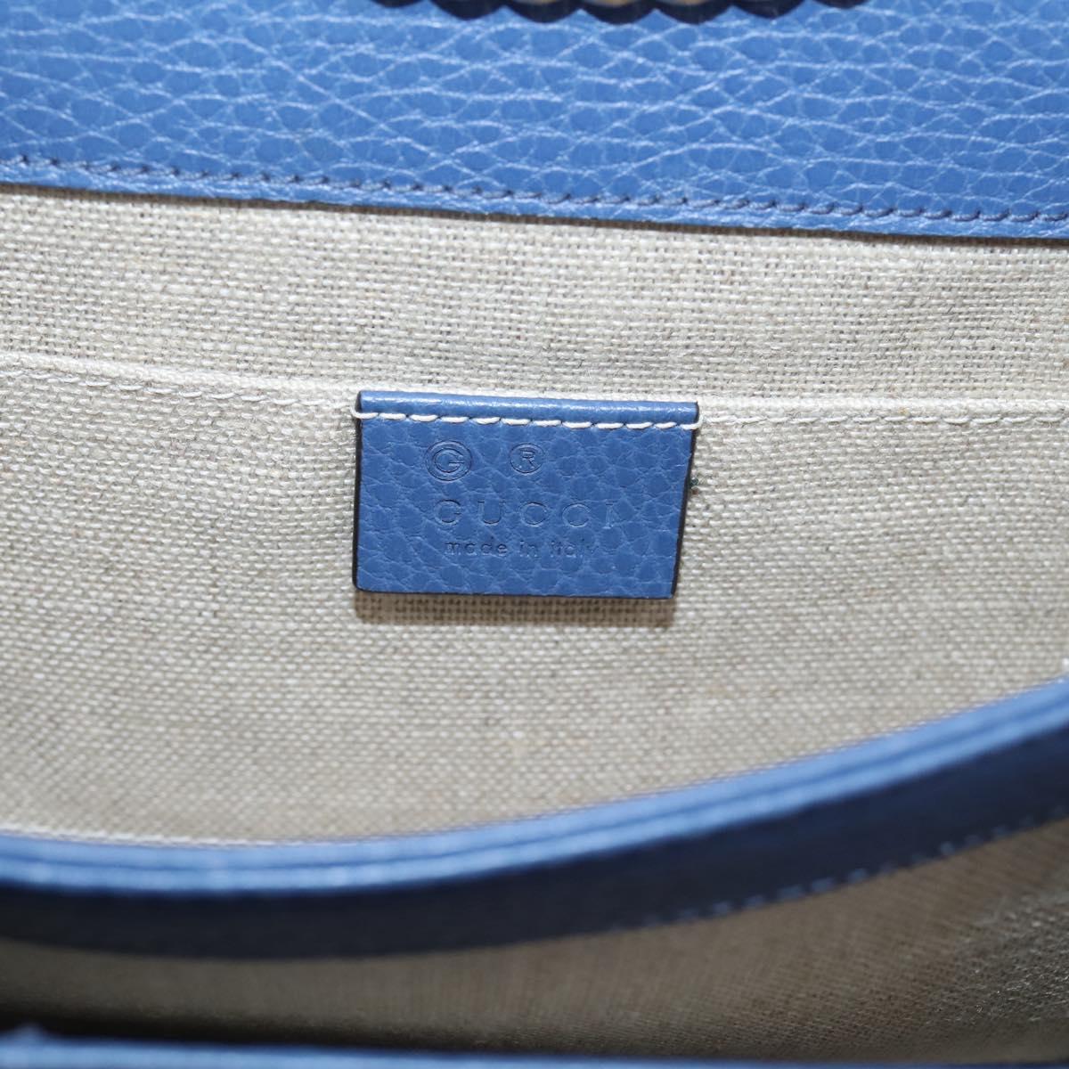GUCCI Interlocking G Chain Shoulder Bag Leather Blue Gold 510304 Auth 202459V