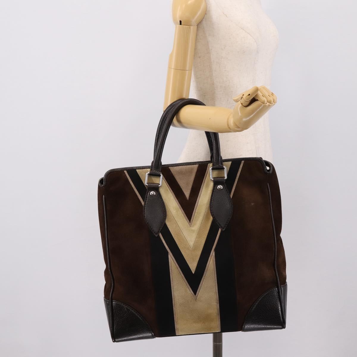 LOUIS VUITTON Kabainsbruck Hand Bag Suede Brown Silver M95245 LV Auth 202462A