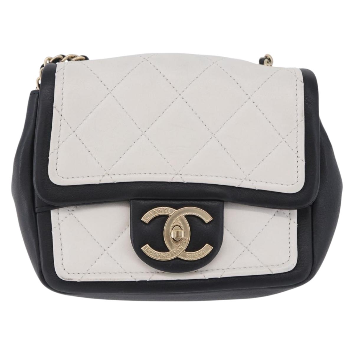 CHANEL Matelasse Chain Shoulder Bag Lamb Skin Black Gold CC Auth 202464SAM