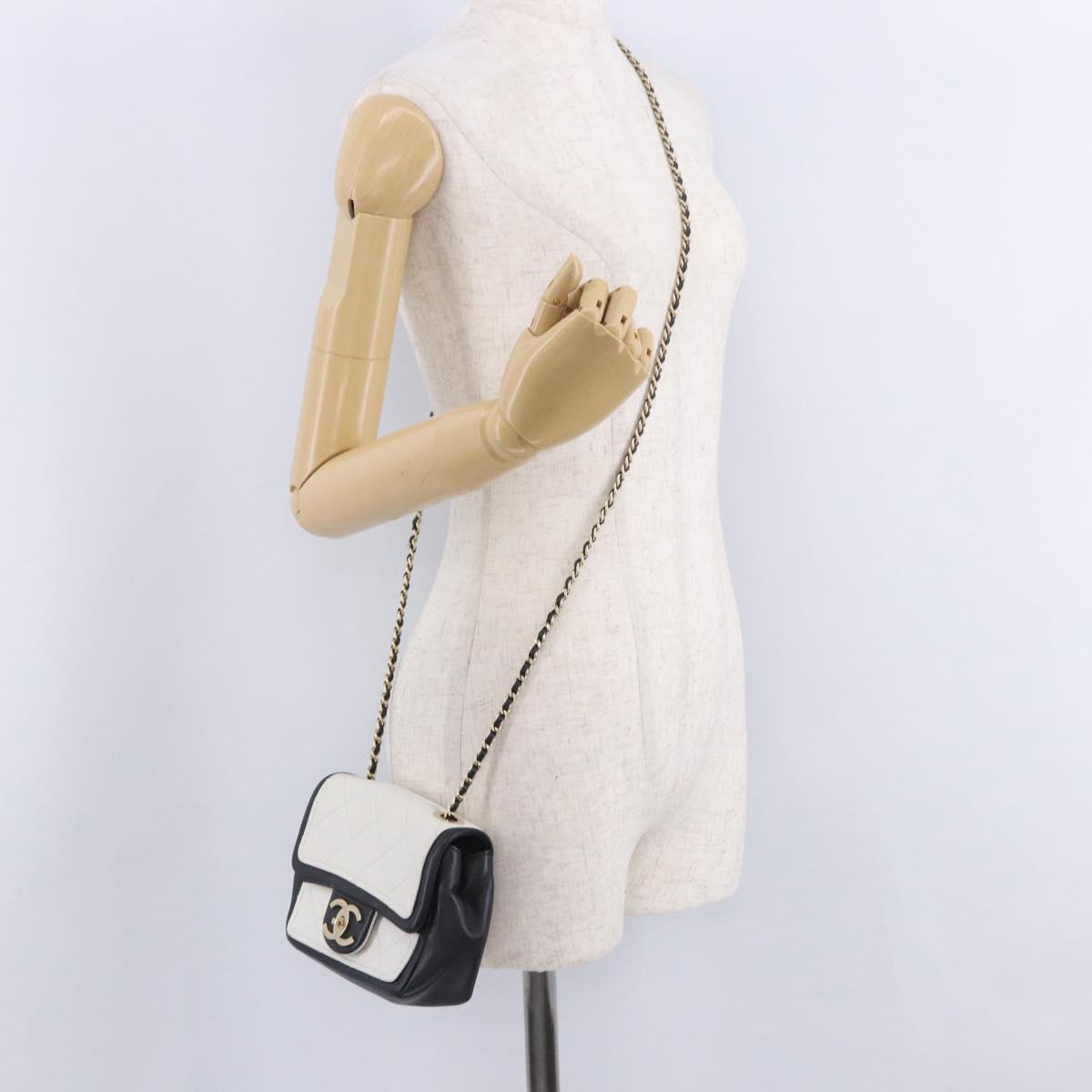 CHANEL Matelasse Chain Shoulder Bag Lamb Skin Black Gold CC Auth 202464SAM