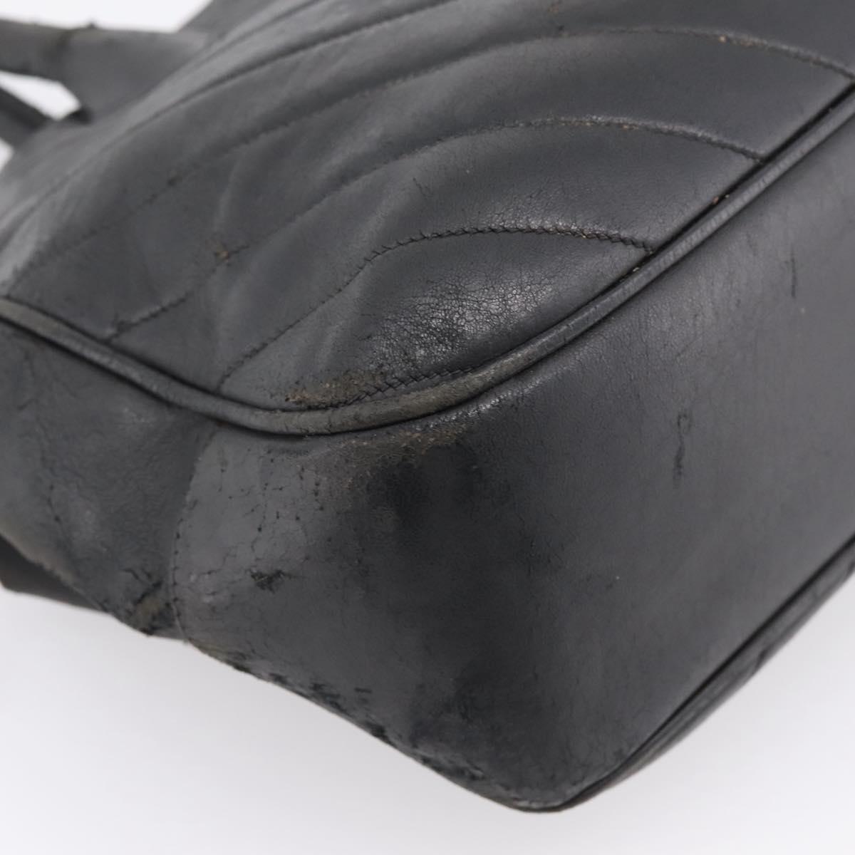 CHANEL V Stitch Hand Bag Leather Black Gold CC Auth 202466