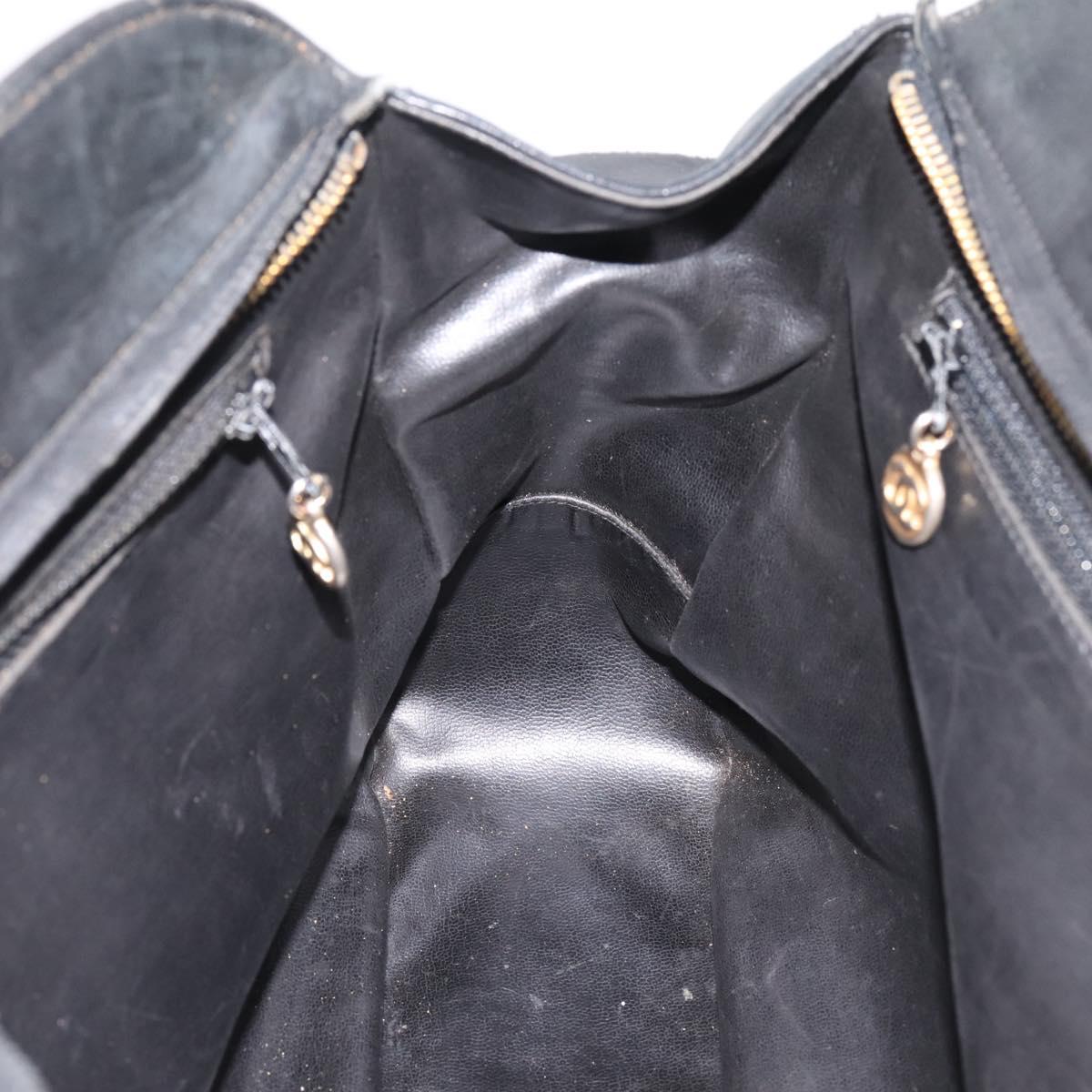 CHANEL V Stitch Hand Bag Leather Black Gold CC Auth 202466
