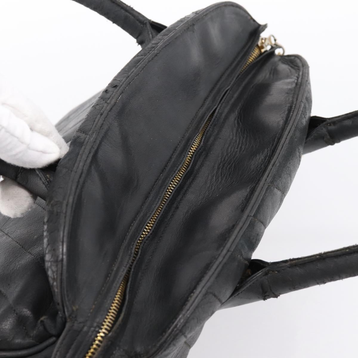 CHANEL V Stitch Hand Bag Leather Black Gold CC Auth 202466