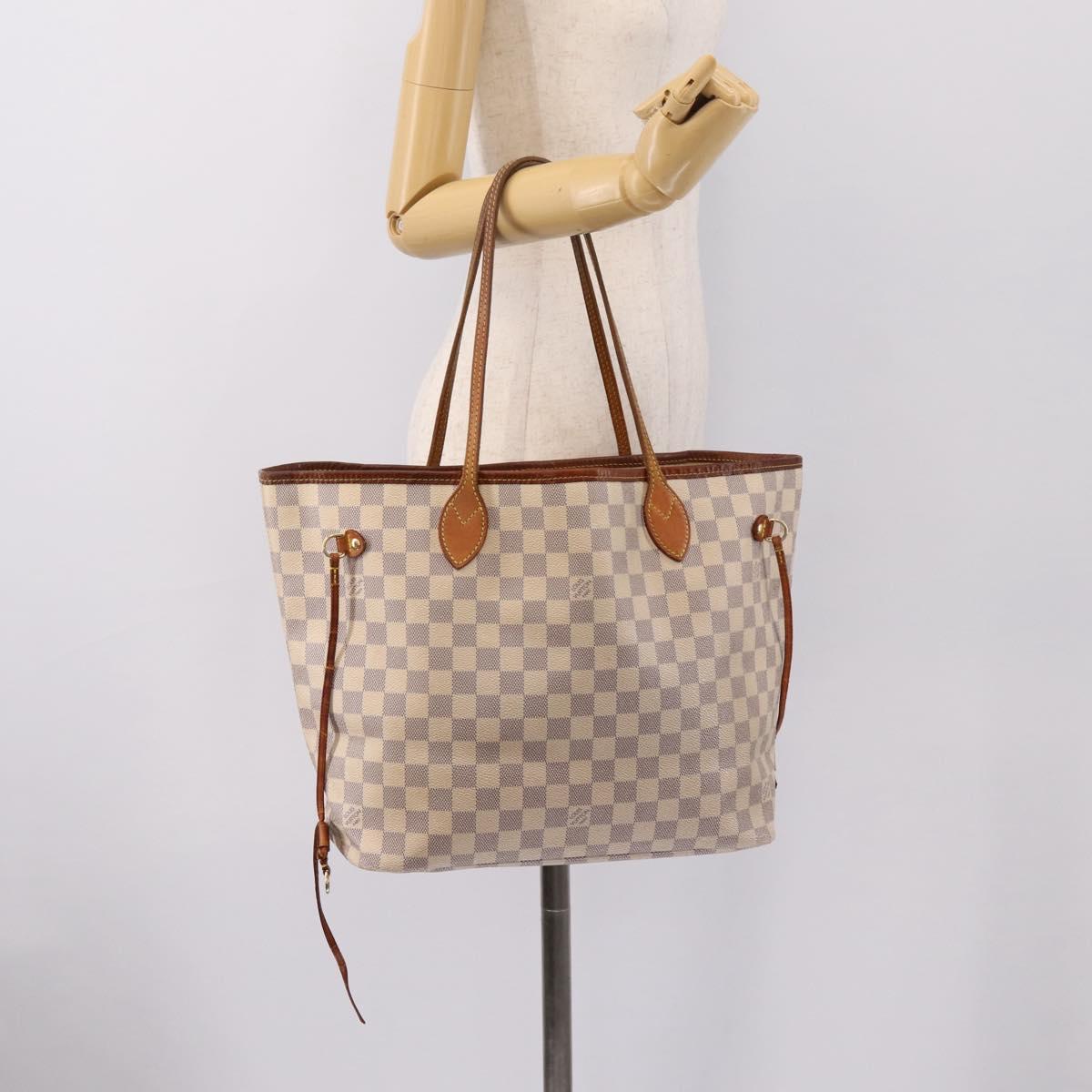 LOUIS VUITTON Damier Azur Neverfull MM Tote Bag N41605 LV Auth 202468