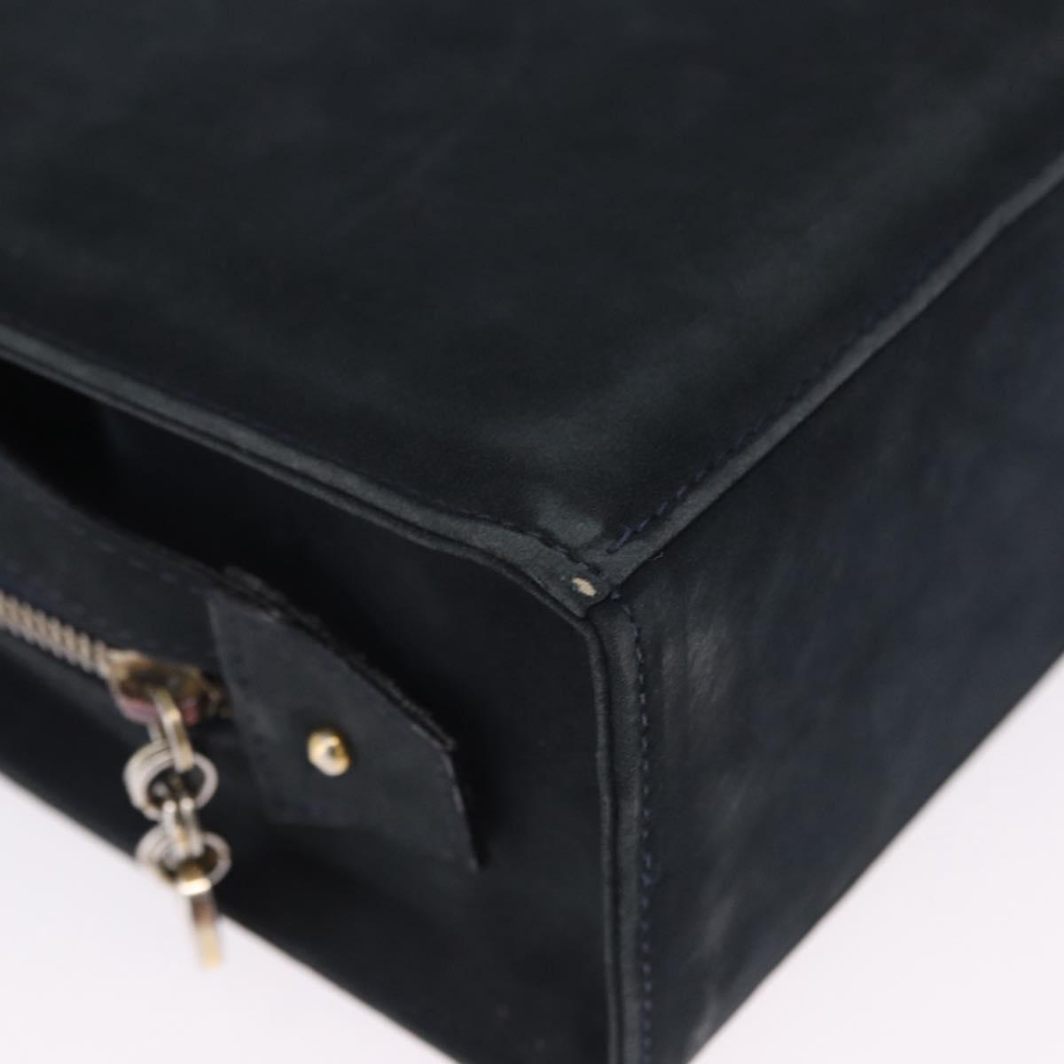 Salvatore Ferragamo Vala Hand Bag Suede 2way Black Gold Auth 202471