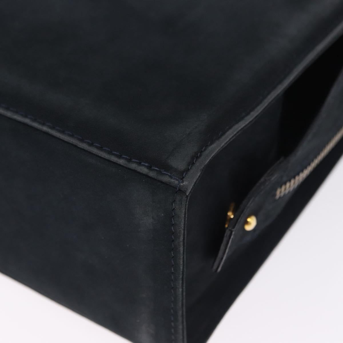 Salvatore Ferragamo Vala Hand Bag Suede 2way Black Gold Auth 202471
