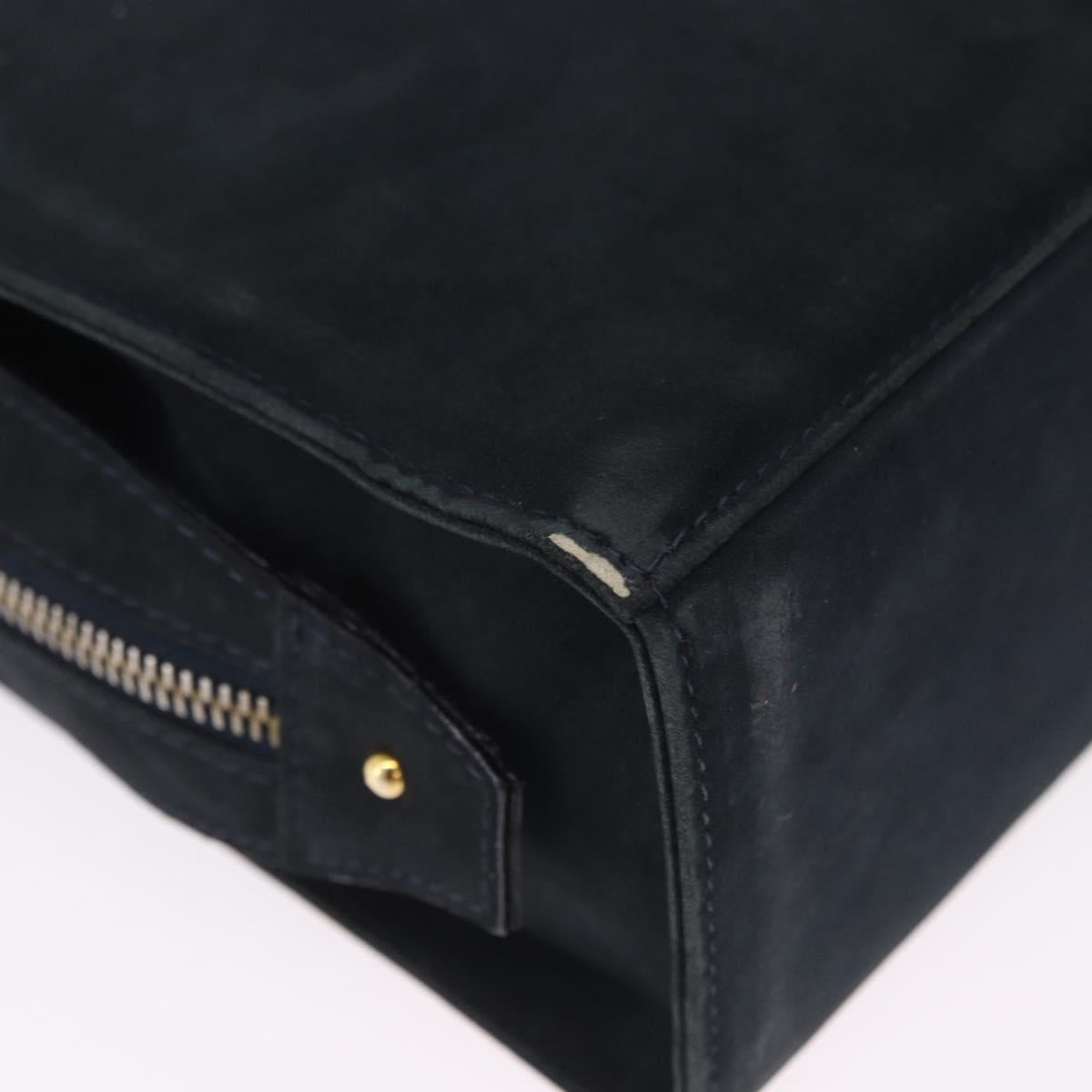 Salvatore Ferragamo Vala Hand Bag Suede 2way Black Gold Auth 202471